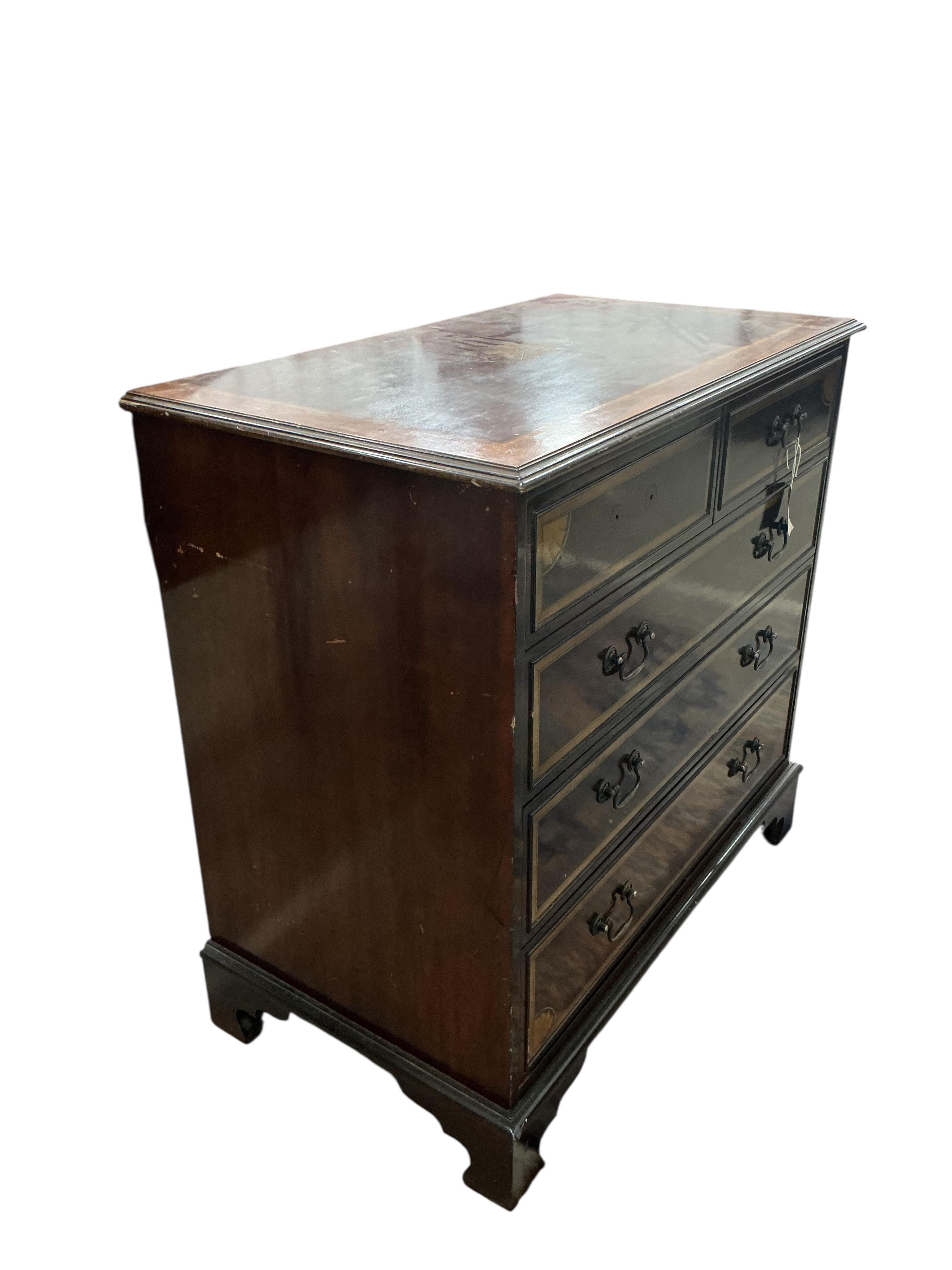 An Edwardian style banded mahogany chest of drawers, width 94cm, depth 53cm, height 94cm